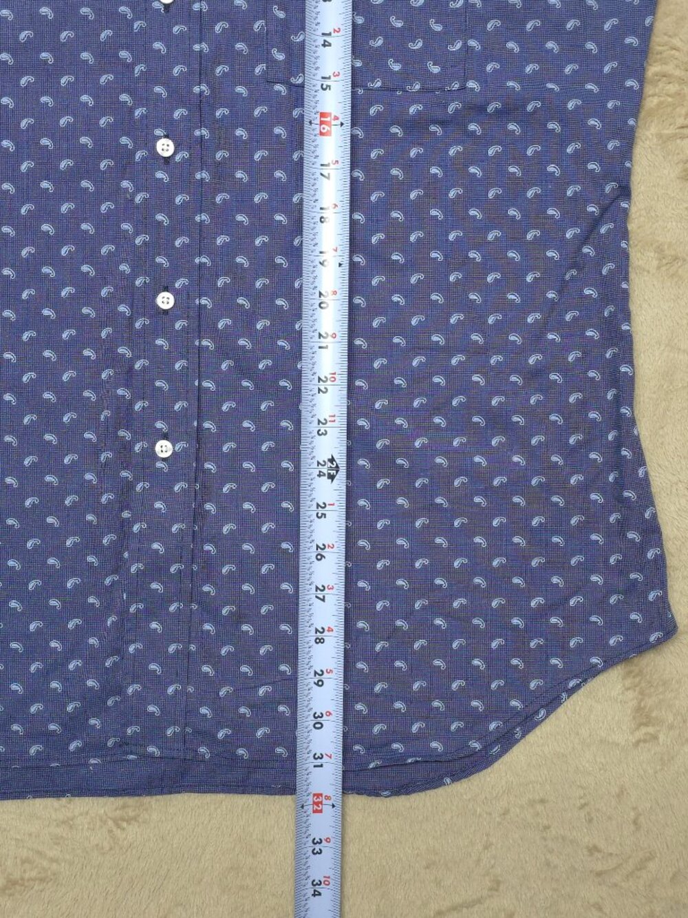 Tom James Executive Collection Mens Custom Shirt Blue Paisley Made USA L XL - Picture 6 of 7